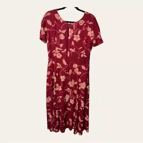 1201. VINTAGE THE J. PETERMAN COMPANY 100% SILK FLORAL  RED/GOLD COLOR MAXI - Picture 6 of 9